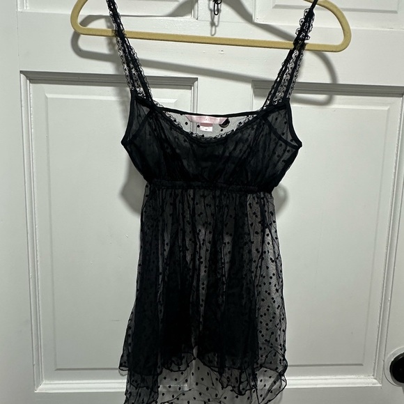 Vintage Y2K 2001 Victorias Secret Black Mesh Babydoll Whimsigoth Nighty Size M - Picture 2 of 6
